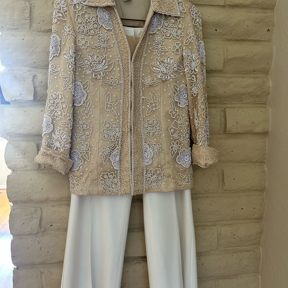 Kasper Cream 3 Piece Jacket and Pants Set - Picture 1 of 7